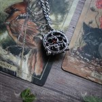 Belial sigil necklace with black onyx and garnet, seal of Belial, handmade gothic jewelry