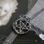 Pentagram and tree of life pendant with natural labradorite, pagan jewelry witchy