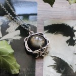 Collier pentacle avec obsidienne dorée, bijou gothique et occulte artisanal