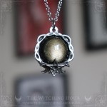 Collier pentacle avec obsidienne dorée, bijou gothique et occulte artisanal