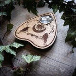 Wooden ouija planchette with ravens, gothic home decor, cabinet of curiosities, spiritualism tool