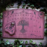 Wooden ouija board with Yggdrasil tree of life and crows, gothic home decor and cabinet of curiosities, spiritualism tool