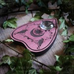 Wooden ouija board with Yggdrasil tree of life and crows, gothic home decor and cabinet of curiosities, spiritualism tool