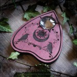 Wooden ouija board with Yggdrasil tree of life and crows, gothic home decor and cabinet of curiosities, spiritualism tool