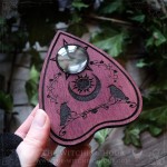 Wooden ouija board with Yggdrasil tree of life and crows, gothic home decor and cabinet of curiosities, spiritualism tool