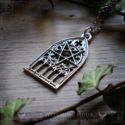 Gothic cathedral inverted pentagram necklace "Lacrimosa"