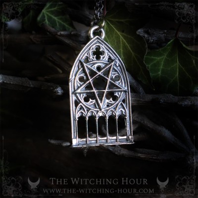 Gothic cathedral inverted pentagram necklace "Lacrimosa"