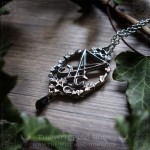 Sigil of Lucifer necklace with pentagram and leaves, gothic jewelry