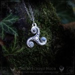 Celtic triskel necklace with labradorite, pagan whimsigoth boho style handmade jewelry