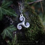 Celtic triskel necklace with purple crystals, pagan whimsigoth boho style handmade jewelry