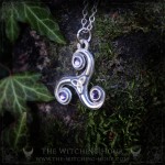 Celtic triskel necklace with purple crystals, pagan whimsigoth boho style handmade jewelry