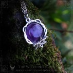 Pentagram necklace with purple amethyst, gothic jewelry, whimsigoth style, handmade