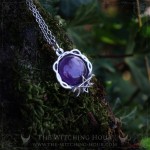 Pentagram necklace with purple amethyst, gothic jewelry, whimsigoth style, handmade