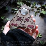 Planche ouija en bois avec pentagramme, triple lune et roses, planche à esprit, pour le spiritisme ou la divination