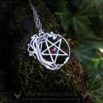 Pentagram and tree of life necklace with red garnet, witchy jewelry handmade