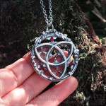 Gothic triquetra necklace in a catherdal rose window, fantasy jewelry handmade from fine pewter