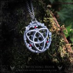 Gothic triquetra necklace in a catherdal rose window, fantasy jewelry handmade from fine pewter