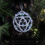 Gothic triquetra necklace in a catherdal rose window, fantasy jewelry handmade from fine pewter