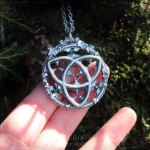 Gothic triquetra necklace in a catherdal rose window, fantasy jewelry handmade from fine pewter