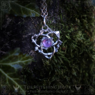 Celtic knot triquetra necklace with amethyst, handmade Wiccan jewelry