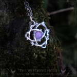 Celtic knot triquetra necklace with amethyst, handmade Wiccan jewelry