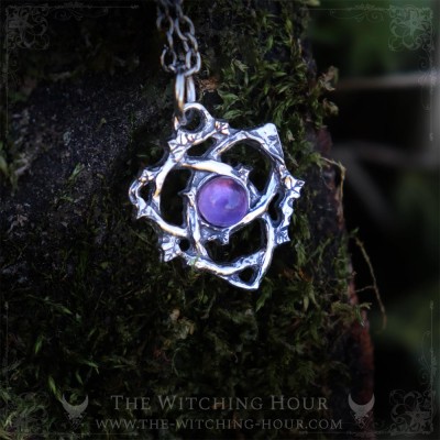 Celtic knot triquetra necklace with amethyst, handmade Wiccan jewelry