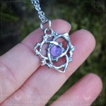Celtic knot triquetra necklace with amethyst, handmade Wiccan jewelry