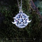 Collier pentagramme et triple lune en améthyste, bijou fait main inspiré de la triple déesse