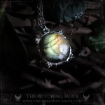 Belial sigil necklace with labradorite, handmade gothic jewelry inspired by Goetia