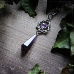 Celtic knot pendulum necklace in amethyst, handmade jewelry inspired by Wicca