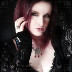 Gothic cathedral necklace with black spinel beads and red crystal drops
