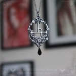 Sigil of Lilith necklace with pentacle and moon crescent, gothic jewelry
