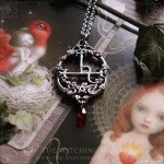 Collier sigil de Lilith avec pentacle et goutte noire, bijou ésotérique et gothique artisanal