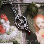 Sigil of Lilith necklace with pentacle and moon crescent, gothic jewelry