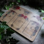 Nature inspired tarot and oracle spread board with a bumblebee, poppies and flowers