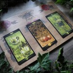 Nature inspired tarot and oracle spread board with a bumblebee, dandelions and flowers
