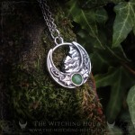 Nature inspired necklace with green jade, boho handmade jewelry, whimsigoth pendant