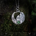 Nature inspired necklace with green jade, boho handmade jewelry, whimsigoth pendant