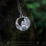 Nature inspired necklace with green jade, boho handmade jewelry, whimsigoth pendant