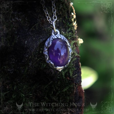 Amethyst pendant inspired by nature, handmade gothic jewelry