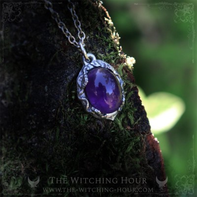Amethyst pendant inspired by nature, handmade gothic jewelry