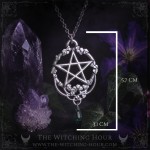 Pentagram necklace with emerald greed drop, handmade gothic jewelry inspired by mysticism and occultism