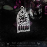 Pendentif arche de cathédrale gothique avec pentagramme inversé satanique, bijou gothique fait main
