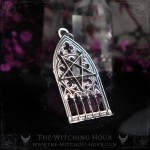 Pendentif arche de cathédrale gothique avec pentagramme inversé satanique, bijou gothique fait main