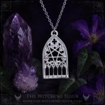 Pendentif arche de cathédrale gothique avec pentagramme inversé satanique, bijou gothique fait main