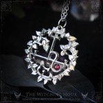 Lilith's sigil necklace with natural red garnet, seal of Lilith necklace, gothic jewelry