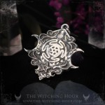 Pendentif roue d'Hecate et triple lune avec pierre de lune, collier witchy gothique