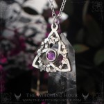 Celtic triquetra pendant with amethyst, trinity knot necklace, handmade pagan jewelry