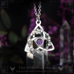Celtic triquetra pendant with amethyst, trinity knot necklace, handmade pagan jewelry