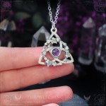 Celtic triquetra pendant with amethyst, trinity knot necklace, handmade pagan jewelry